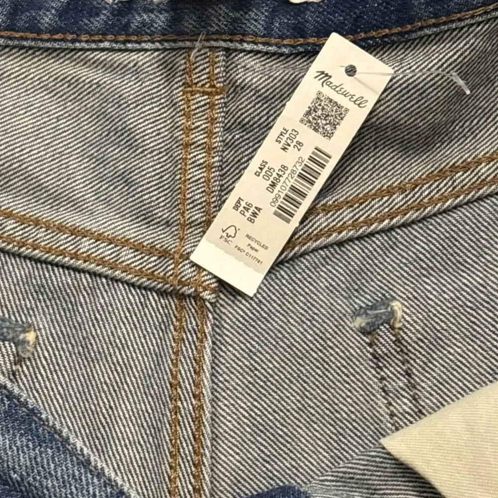 MADEWELL Women’s The Brynn Short Burleson Wash Blue Jean Denim Sz 28 BNWT - Picture 6 of 16